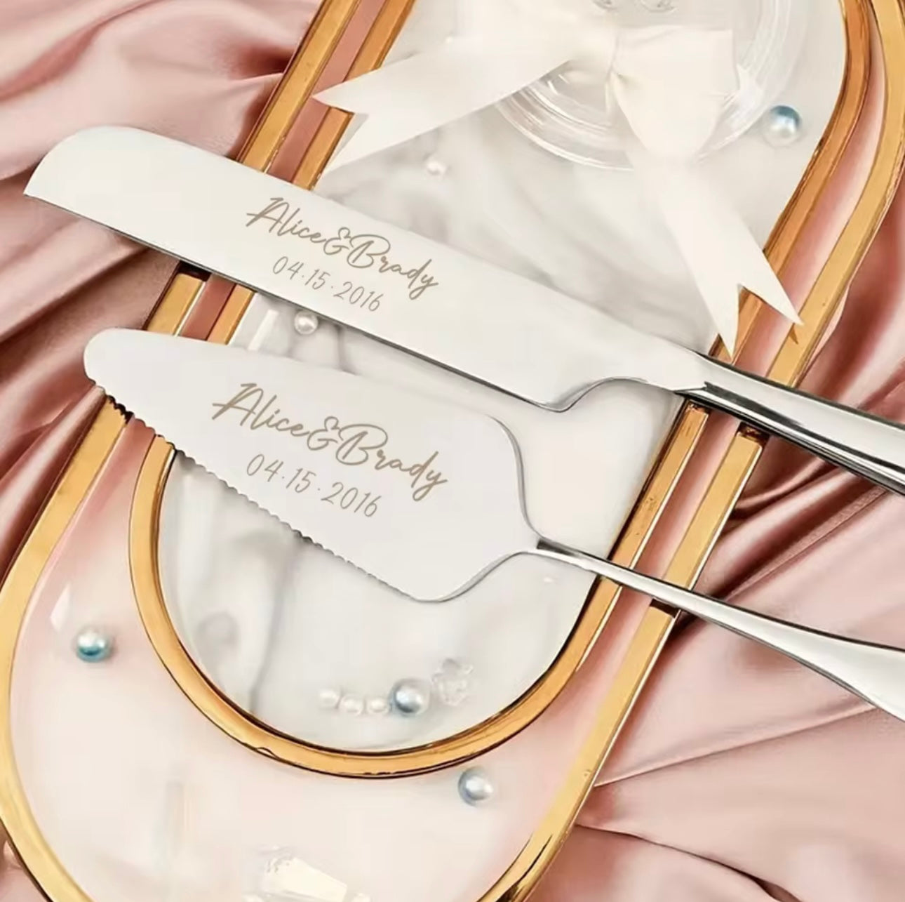 Customized Cake server 2 pieces Wedding Anniversary Gifts personalized