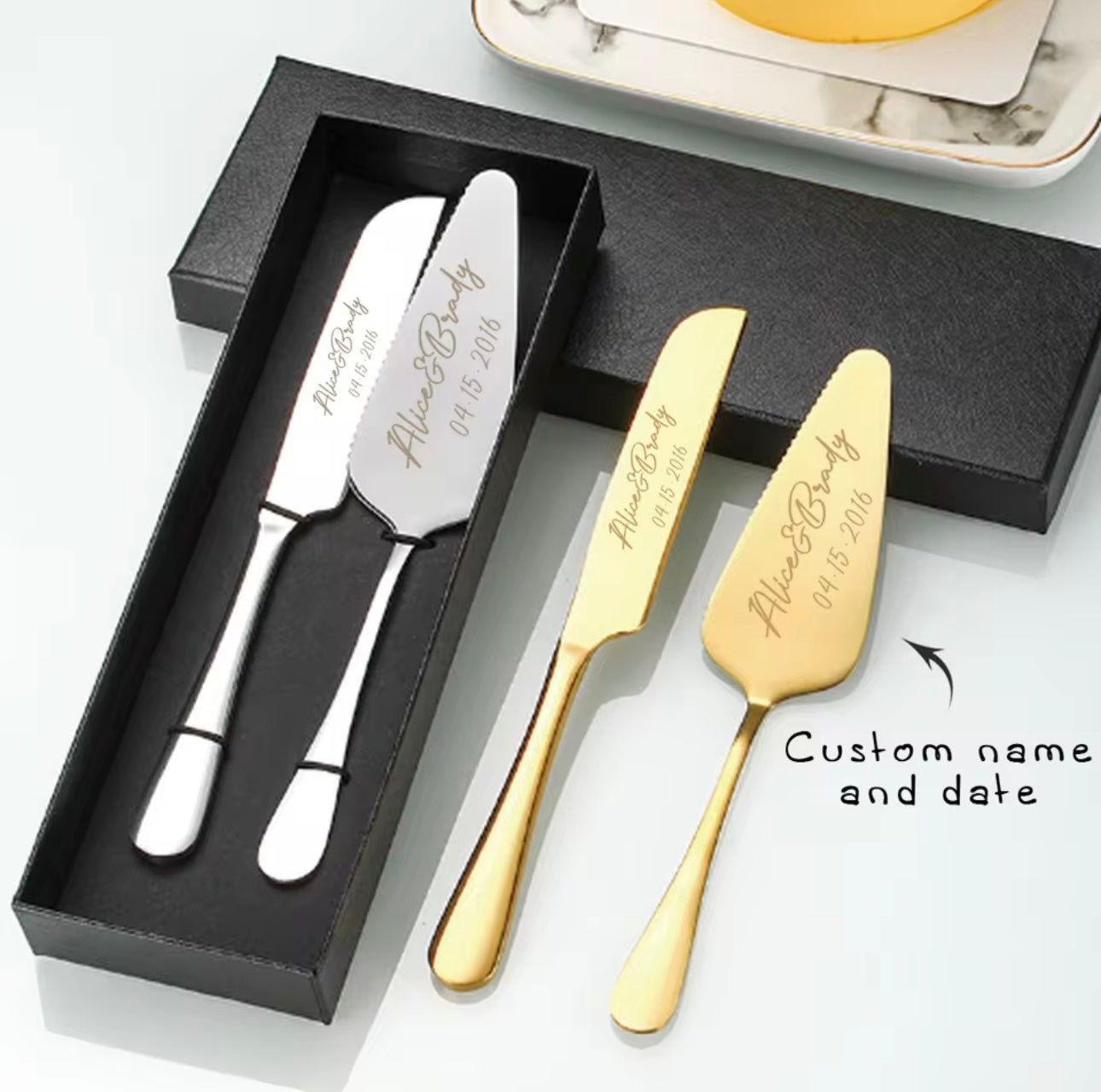Customized Cake server 2 pieces Wedding Anniversary Gifts personalized
